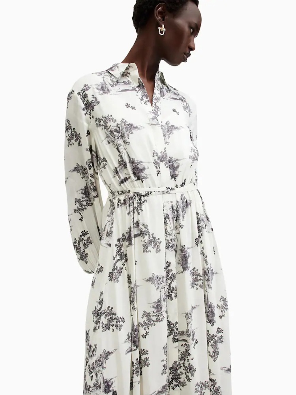 All Saints Skye Floral Asymmetric Hem Midi Dress - Picture 4 of 11